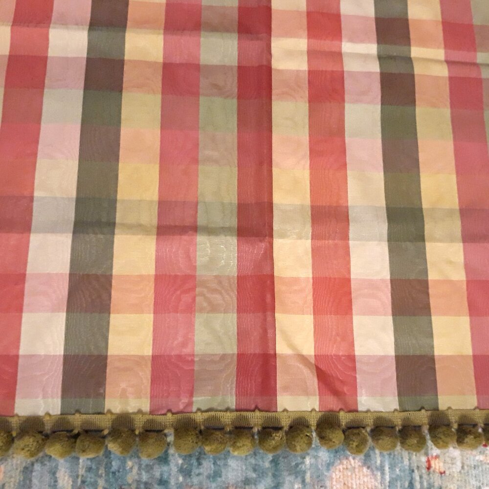 Tropical Barkcloth & Moire Vtg/Retro Homemade Curtains w Valance Single Window - Picture 3 of 15